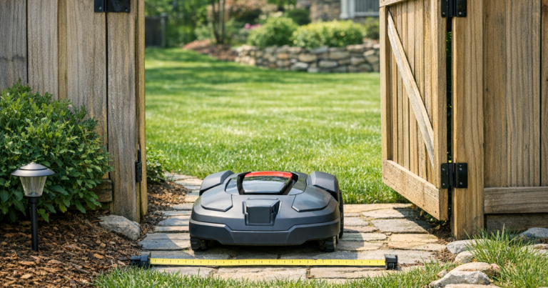 minimum gate width for robot lawn mower