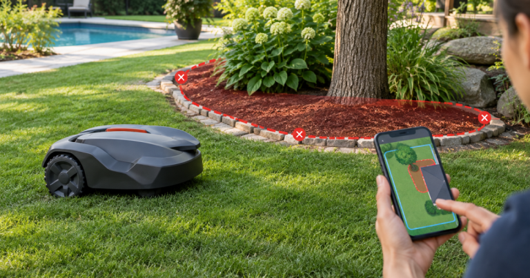 How to Map Robot Mower No-Go Zones Around Yard Obstacles