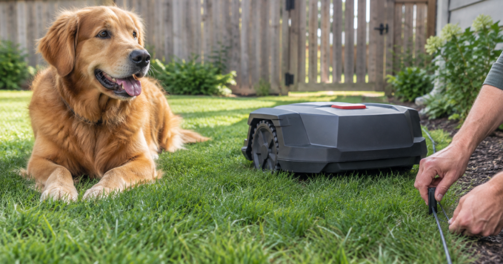 How to Plan Robot Mowing Around Dogs in a Fenced Yard